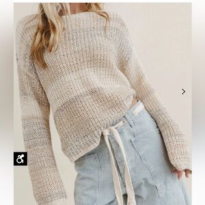 Bohme Cream and Tan Crew Neck Sweater